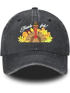 Unisax Black Turkey Embroidered Vintage Adjustable Distressed Baseball Hat